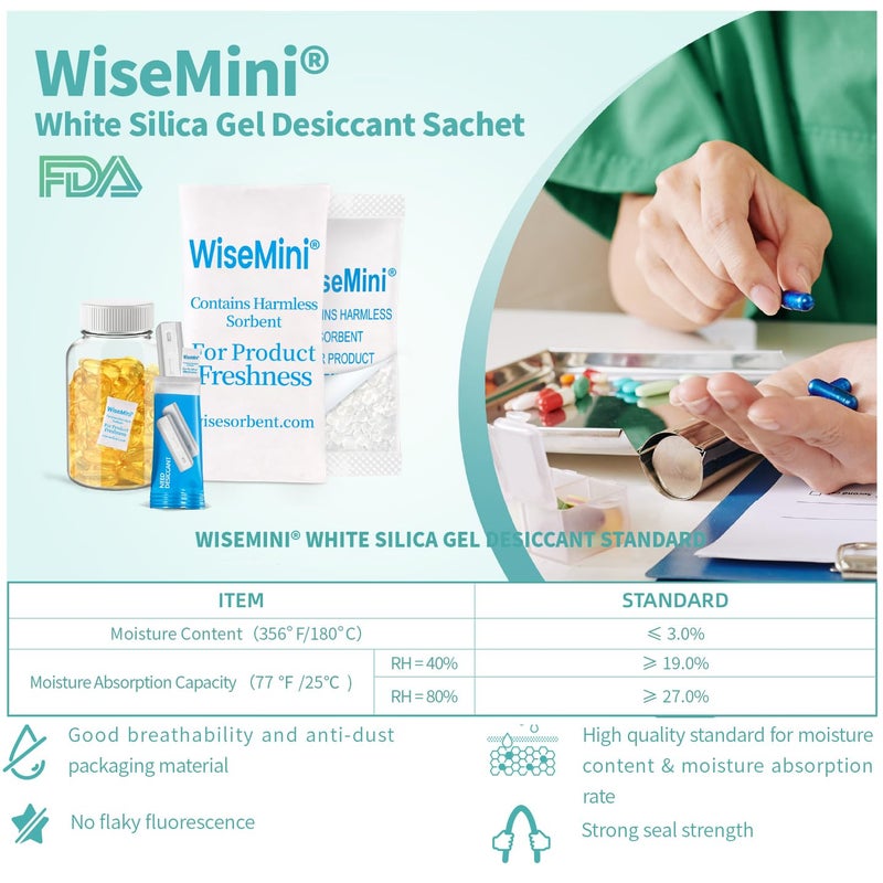 Wisesorb 0.25 Gram 1200 Pack Silica Gel Packets, Dessicant Packets, Silica Gel Packs, Moisture Absorbers for Food Storage, Food Safe Desiccant Dehumidifiers - Image 4