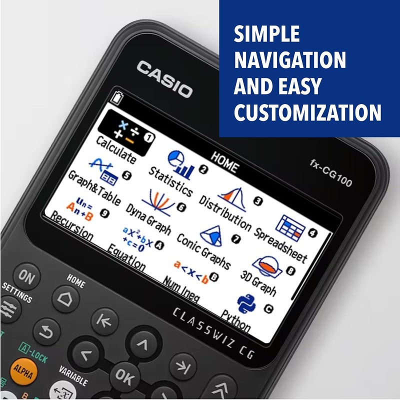 كاسيو Casio FX-CG100-W-DT Color Graphing Calculator with High-Resolution Display for Students & Professionals black - Image 2