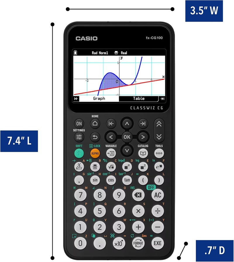 كاسيو Casio FX-CG100-W-DT Color Graphing Calculator with High-Resolution Display for Students & Professionals black - Image 1