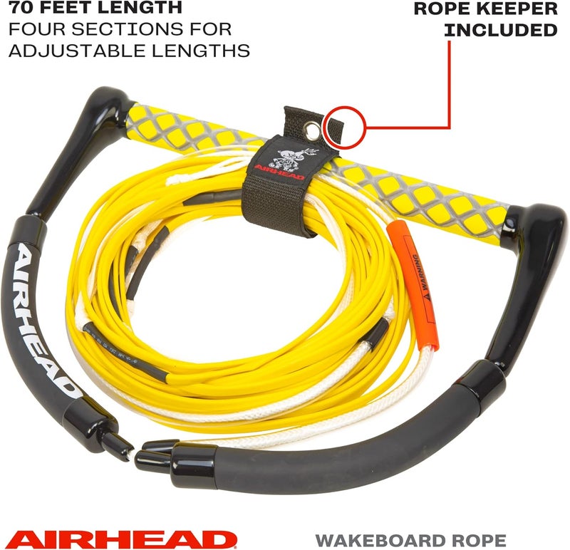 Airhead Dyneema Flat Line Wakeboard Rope, 4 Sections, 70-Feet, Multiple Colors Available - Image 2