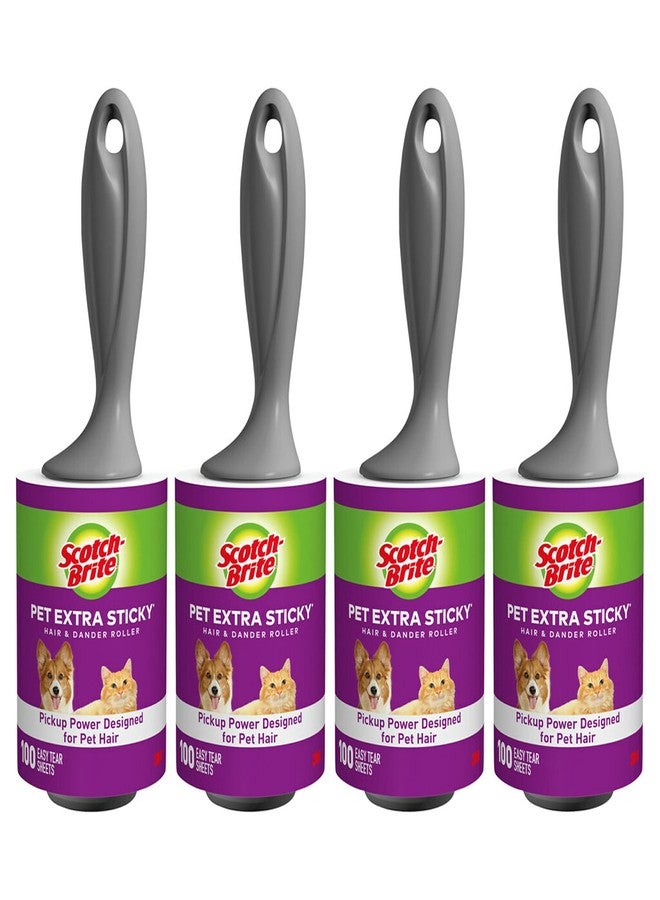 Scotch Brite Scotch-Brite Pet Extra Sticky Hair Lint Roller, 4, 400 Sheets - Image 1