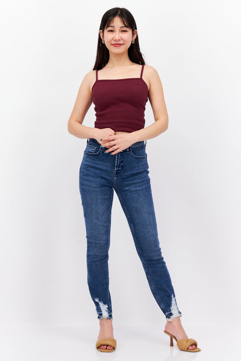 Jen 7 Women Regular Fit Stretchable Washed Denim, Blue - Image 3