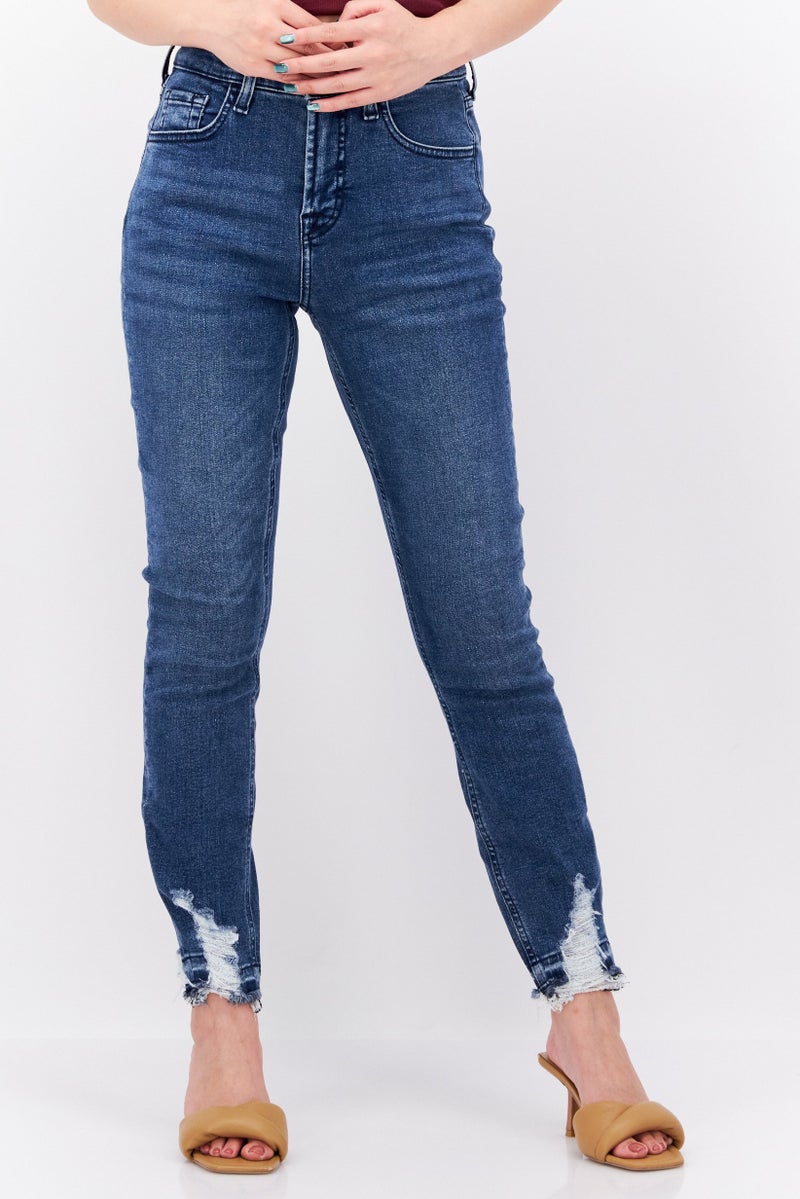 Jen 7 Women Regular Fit Stretchable Washed Denim, Blue - Image 1