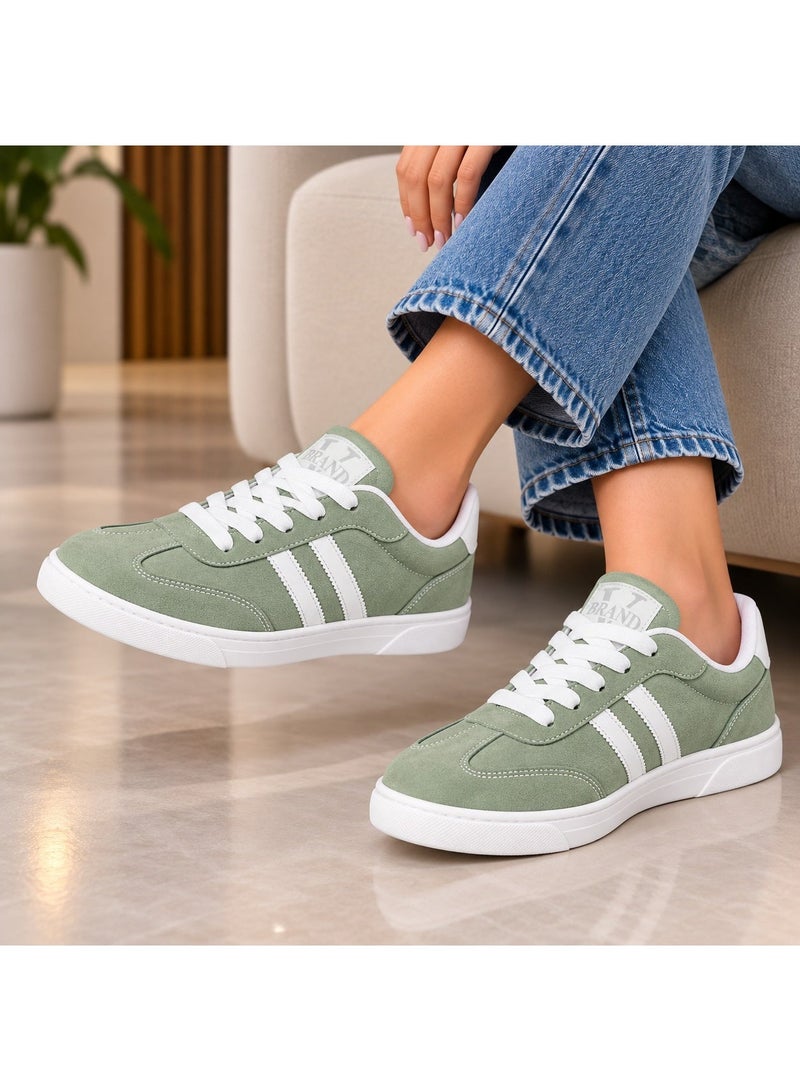 Vbranda Stylish women's sneakers crafted from soft suede SN-38-MINT GREEN - Image 1