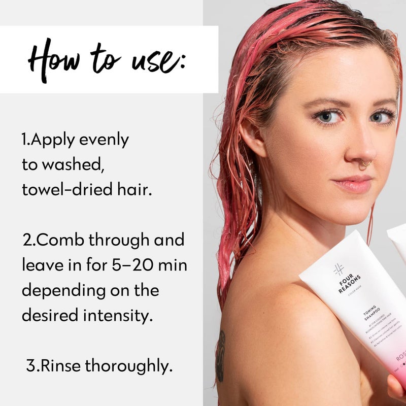 Four Reasons Color Mask - Rose Pink - (27 Colors) Toning Treatment, Color Depositing Conditioner, Tone & Enhance Color-Treated Hair - Semi Permanent Hair Dye, Vegan and Cruelty-Free, 6.76 fl oz - Image 5
