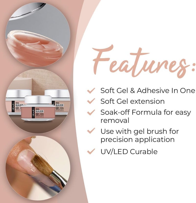 Ibd Dual Builder Gel - Warm Nude - Soft Gel and Bonding Gel for Permanent Nail Extension - Gently Removable - UV/LED Curing - 14g - Image 4