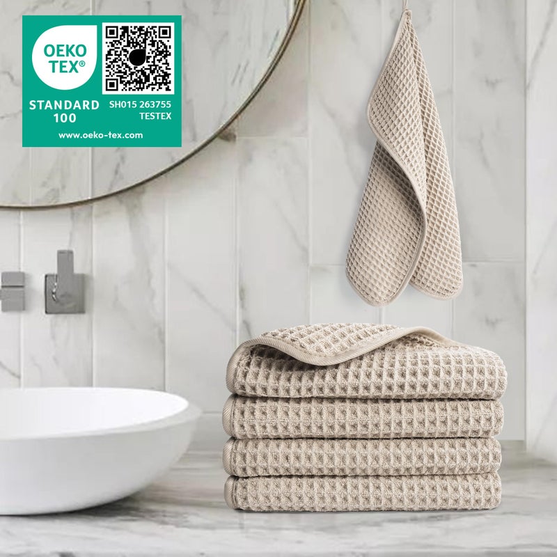 POLYTE 430 GSM Microfiber Lint Free Washcloth Face Towel, 13 x 13 in, 4 Pack (Waffle Weave) - Image 5