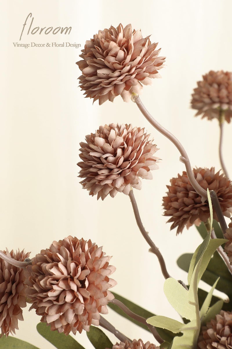 Floroom 5pcs Light Taupe Faux Silk Mums Artificial Flowers, Bulk Fake Small Mini Chrysanthemums with Stems for DIY Wedding Centerpieces Floral Arrangements Vase Fillers Home Decorations - Image 4