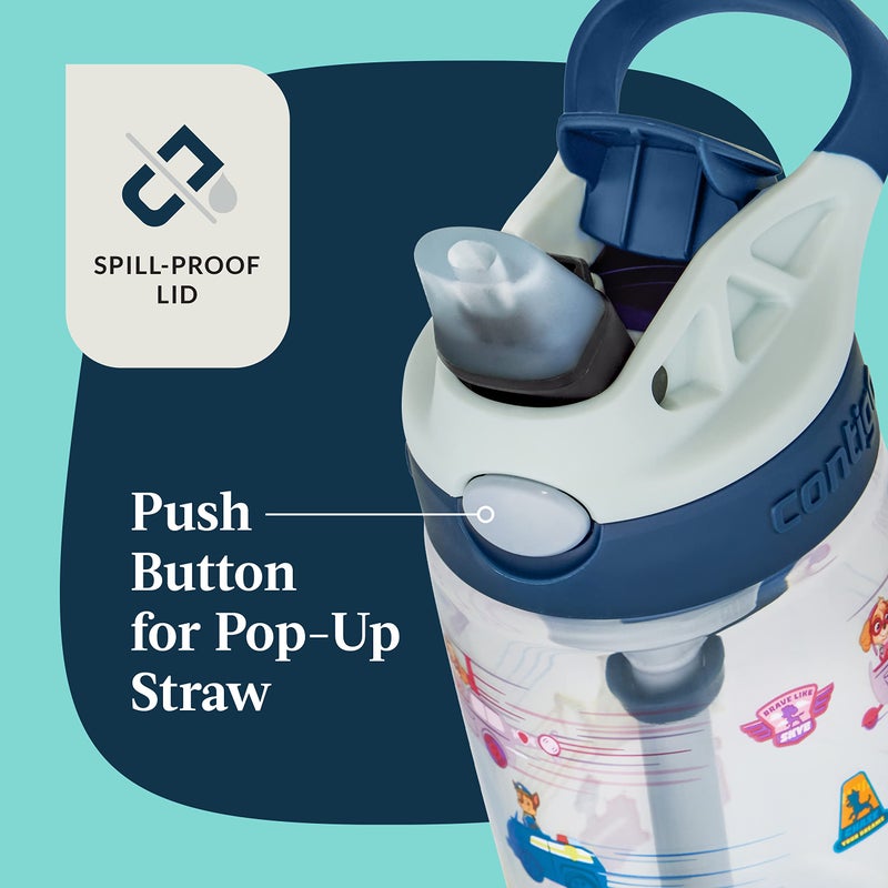 Contigo Paw Patrol Kids 14oz Plastic Water Bottles Aubrey Design with Spill-Proof Lid Silicone Straw 2-Pack Convenient for Travel/Home/School Use Dishwasher Safe - Image 2