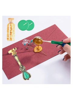 JOLLITY LLC Vintage Storage Box Kit with Sealing Wax Tablet Beads Candle Detachable Spoon Stamp Set DIY Craft Letter Envelope Party Invitation Wedding Cards (Best Wishes)  - Image 4