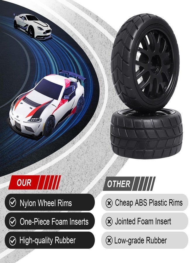 Hobbypark 4-Pack RC Tires & Wheel Rims 12mm Hex Hub Y Shape w/Foam Inserts for 1/10 Remote Control Car On Road Touring - Image 3
