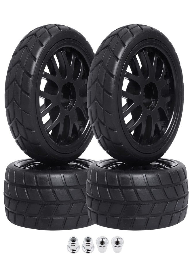 Hobbypark 4-Pack RC Tires & Wheel Rims 12mm Hex Hub Y Shape w/Foam Inserts for 1/10 Remote Control Car On Road Touring - Image 1