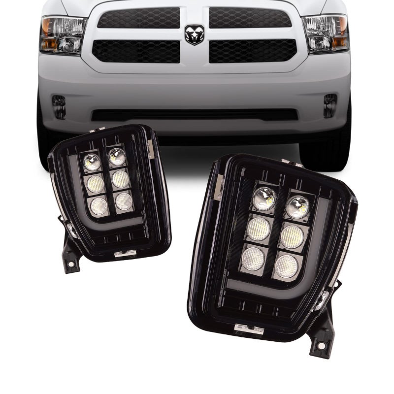 Tecoom Ram 1500 Fog Light with DRL for 2013 2014 2015 2016 2017 2018 Dodge Ram 1500 LED Fog Lamp Pair Left and Right Side Bumper Driving Fog Lamps with LED Bulbs