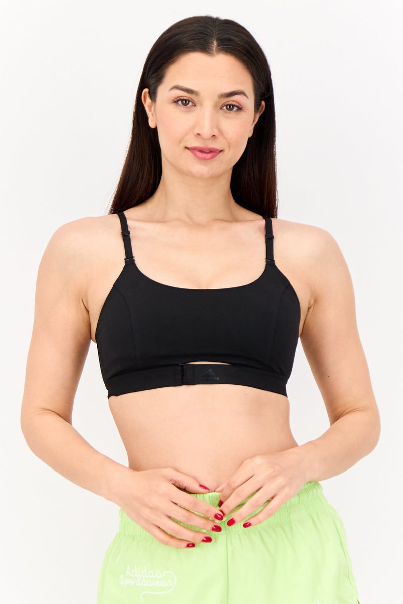 Adidas Women Brand Logo Padded Sports Bras, Black - Image 1