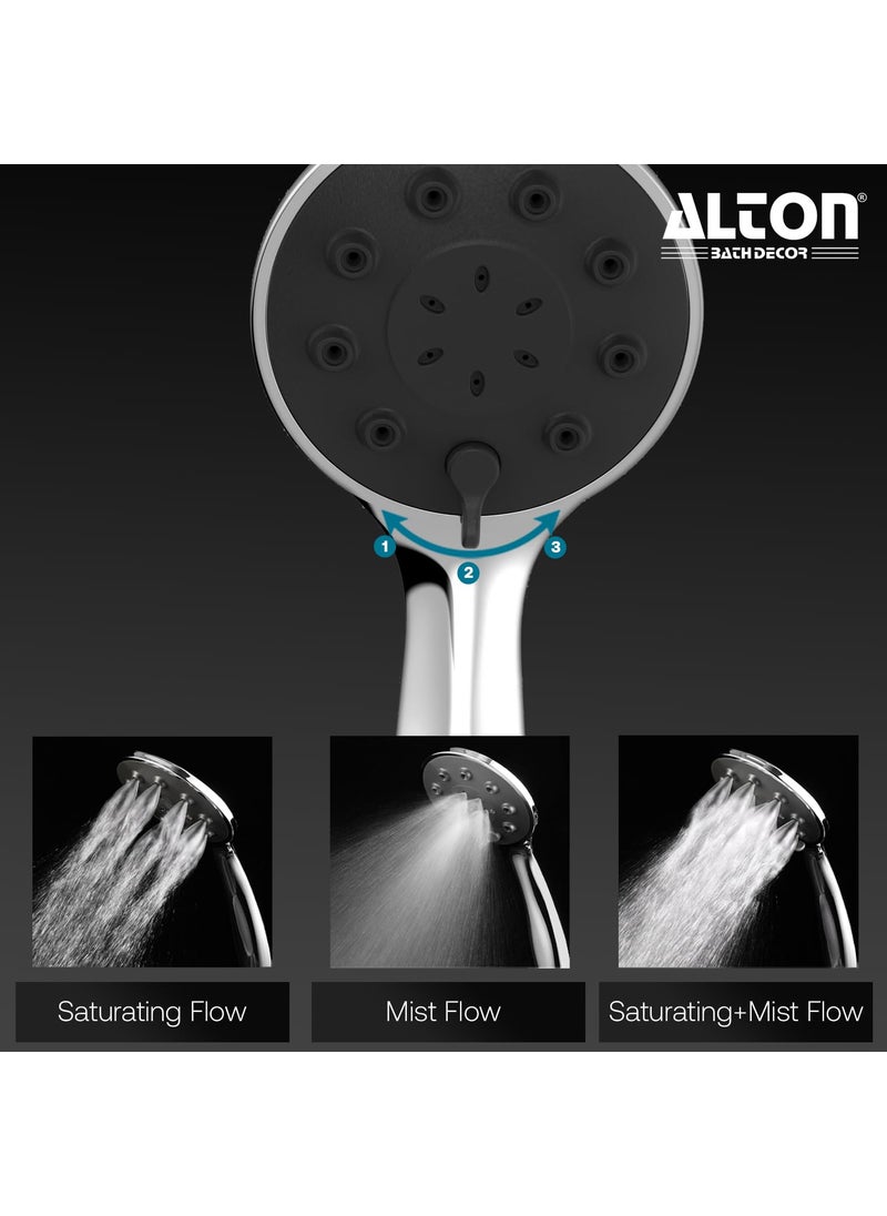Alton ALTON SHR22301 ABS3Function 4INCH Hand Shower With SS304 Grade 15 Mtr Flexible Hose Wall Hook Silver  - Image 2