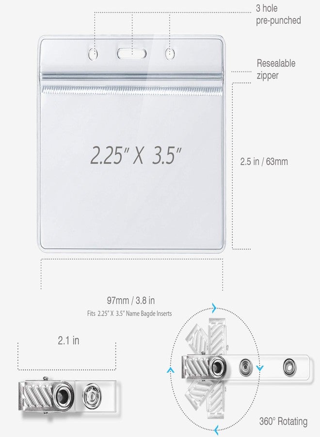 Kaptron ID Badge Holder with Metal Badge Clips - Waterproof Sealable Clear Plastic Horizontal ID Card Holder for Work ID, Key Card, Driver’s License (Horizontal 10 Pack) - Image 4