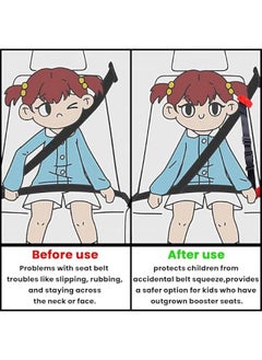 MOXO Car Seat Belt Adjuster for Kids Universal Car Seat Strap Belt Clip Anticollision Retainer for Shoulder and Neck Protection Travel Driving Protection for Baby Girl Women Red  - Image 2