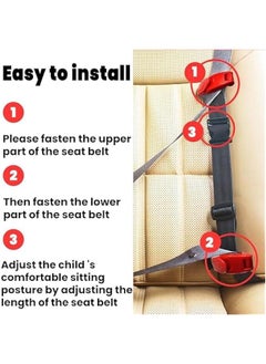 MOXO Car Seat Belt Adjuster for Kids Universal Car Seat Strap Belt Clip Anticollision Retainer for Shoulder and Neck Protection Travel Driving Protection for Baby Girl Women Red  - Image 5