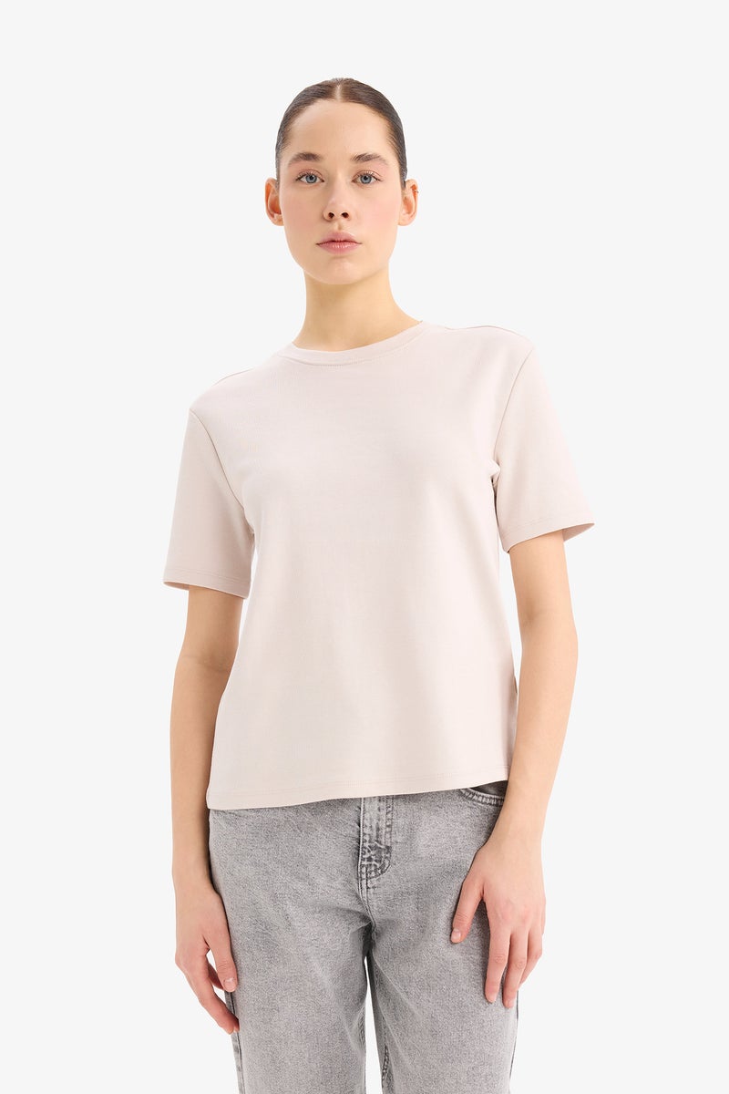 ديفاكتو تيشيرت بيزك نص كم تقيل قصة عادية برقبة مستديرة - Image 3