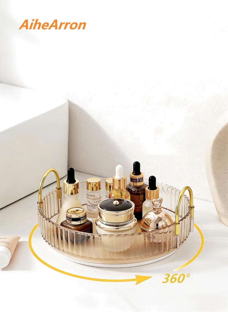AiheArron 360 Rotating Makeup Organizer for Vanity,Skincare Make Up Organizers Large,Clear Bathroom Counter Organizer for Cosmetics,Lipsticks,Spinning Bathroom Organizer Shelf Holder (Circle, 1 Tier) - Image 1