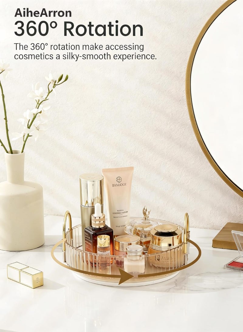 AiheArron 360 Rotating Makeup Organizer for Vanity,Skincare Make Up Organizers Large,Clear Bathroom Counter Organizer for Cosmetics,Lipsticks,Spinning Bathroom Organizer Shelf Holder (Circle, 1 Tier) - Image 3