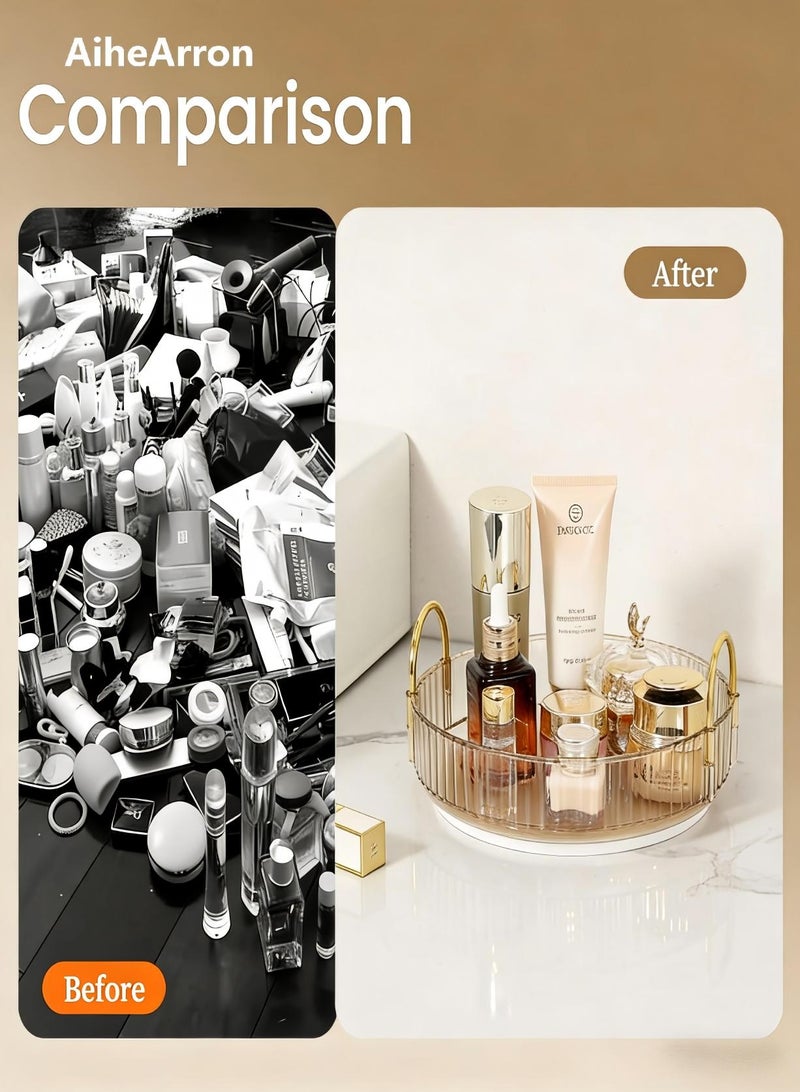 AiheArron 360 Rotating Makeup Organizer for Vanity,Skincare Make Up Organizers Large,Clear Bathroom Counter Organizer for Cosmetics,Lipsticks,Spinning Bathroom Organizer Shelf Holder (Circle, 1 Tier) - Image 4