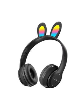 Rabbit Ear Headphone B12 New Wireless Cute Bluetooth Earphone With LED Light Black