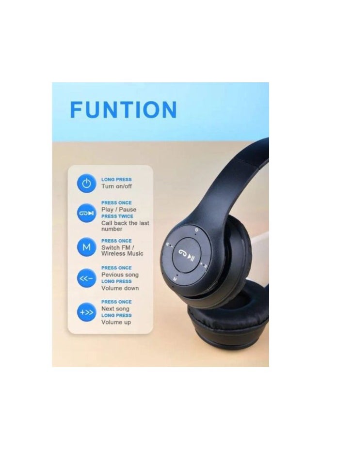 Generic - Rabbit Ear Headphone B12 New Wireless Cute Bluetooth Earphone With LED Light Black - Image 1