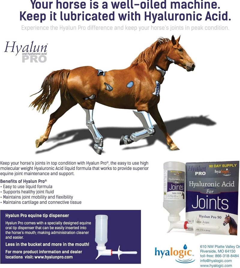 Hyalogic Hyalun Pro 30 - Hyaluronic Acid Joint Support Supplement for Horses â€“ Horse Care Solution with Easy-to-Use Oral Dispenser â€“ Supports Healthy Joints & Cartilage - 30-Day Supply (3oz / 90ml) - Image 4