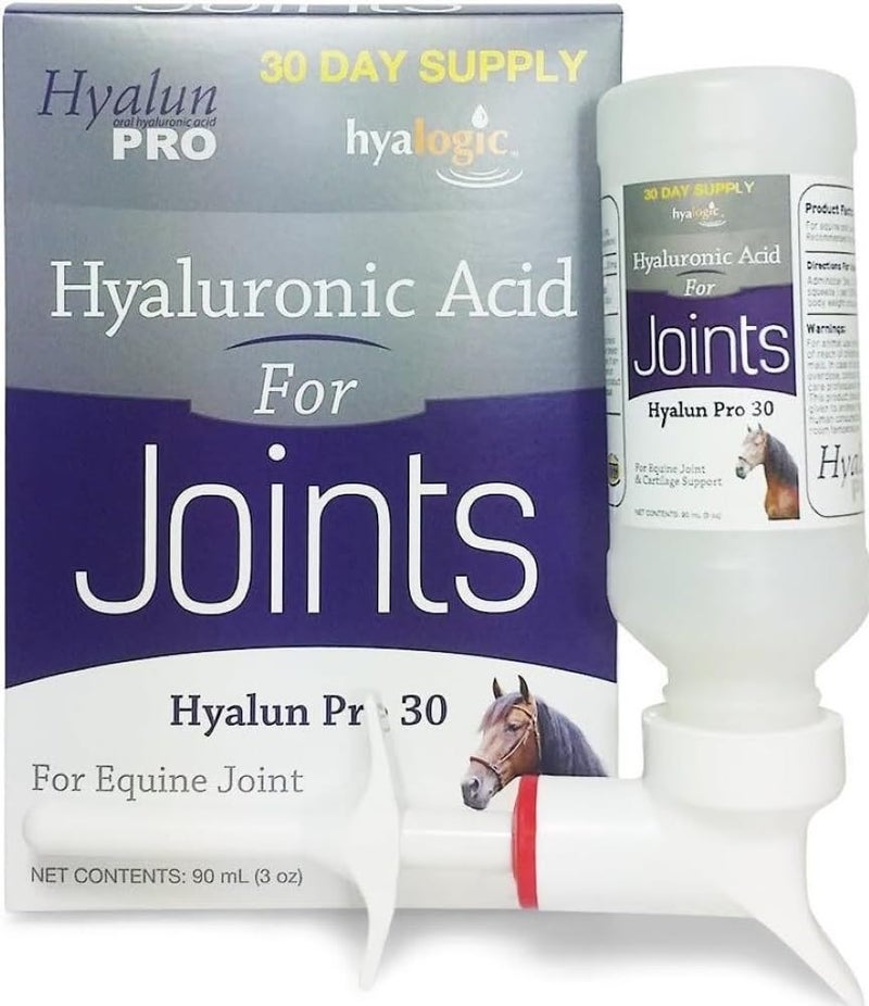 Hyalogic Hyalun Pro 30 - Hyaluronic Acid Joint Support Supplement for Horses â€“ Horse Care Solution with Easy-to-Use Oral Dispenser â€“ Supports Healthy Joints & Cartilage - 30-Day Supply (3oz / 90ml) - Image 1
