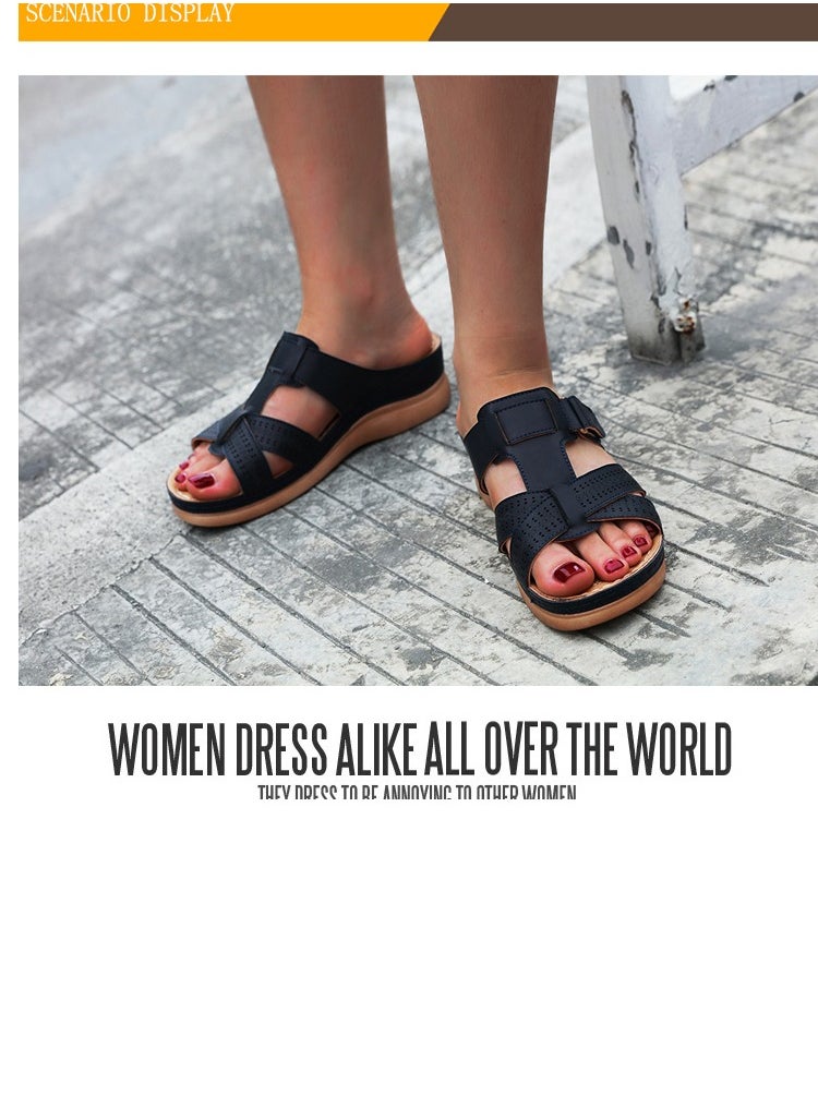 SIKETU Spring And Summer New Comfortable Casual Wedges To Wear Sandals Outside The Beach  Black  - Image 1