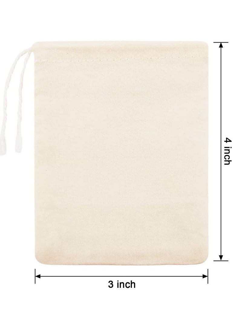 Excefore 50 Pieces Cheesecloth Bags for Straining Reusable Empty Tea Bags Soup Bags Spice Bags for Cooking Cold Brew Coffee Bags Strainer Bags (4 x 3 Inch)  - Image 2