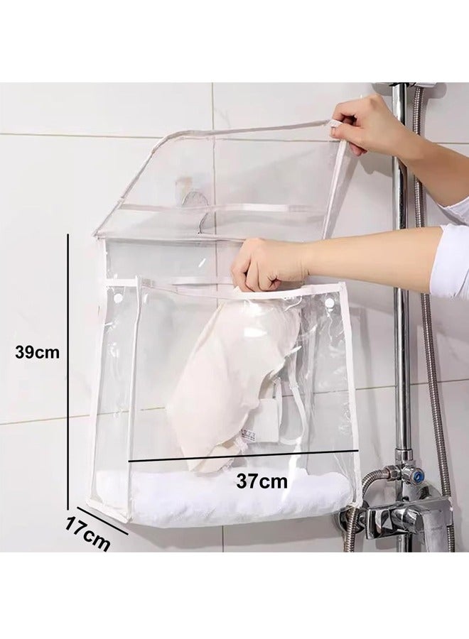Bathroom Waterproof Hanging Bag, PVC Toiletries Storage Bag, Large Capacity Towel Clothes Organizer Bag, Shower Bag, Clear Bathroom Wash Bag for Home, Travel - Image 2