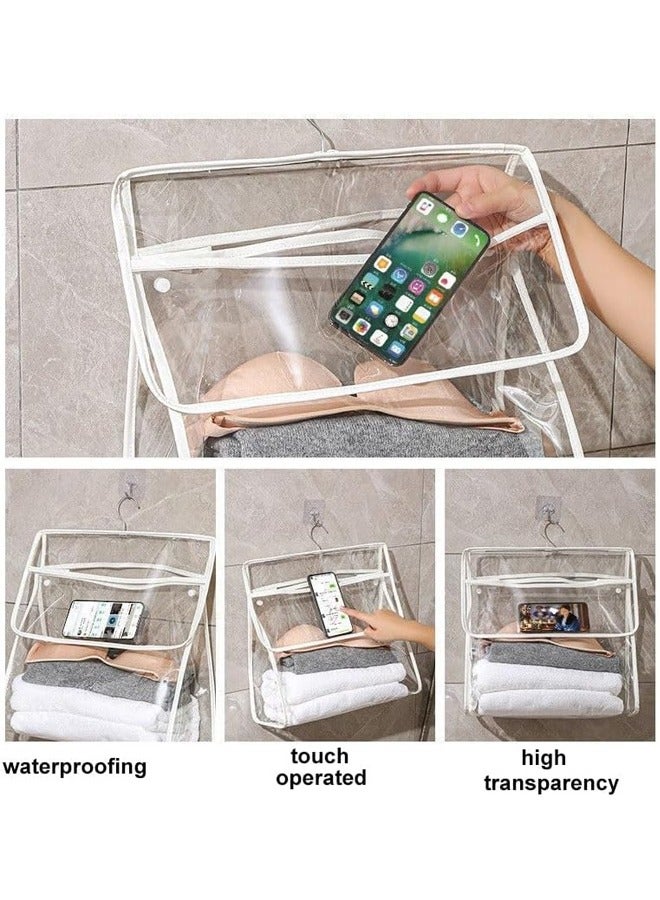 Bathroom Waterproof Hanging Bag, PVC Toiletries Storage Bag, Large Capacity Towel Clothes Organizer Bag, Shower Bag, Clear Bathroom Wash Bag for Home, Travel - Image 5