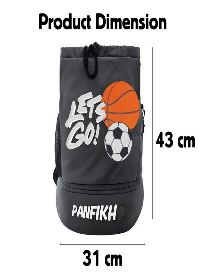 PANFIKH Football Drawstring Bag Lightweight Sports Sack Backpack for Football, Gym & Training Durable Fabric Easy Carry Sports Bag for Kids & Adults - Grey - Image 2