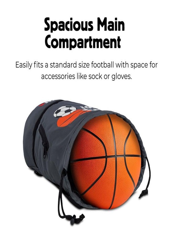 PANFIKH Football Drawstring Bag Lightweight Sports Sack Backpack for Football, Gym & Training Durable Fabric Easy Carry Sports Bag for Kids & Adults - Grey - Image 3