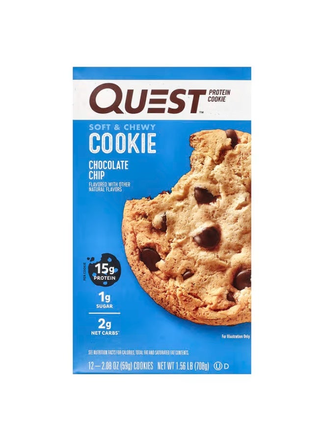 Quest Nutrition، كوكيز البروتين، رقائق الشوكولاتة، 12 كوكيز، 2.08 أونصة (59 جم) لكل منها