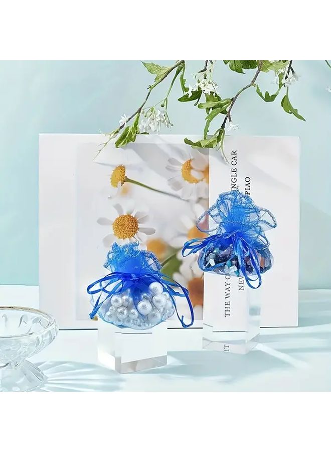 Blue Organza Drawstring Bags With Sequins 10pcs For Jewelry And Gift Packaging - Image 4