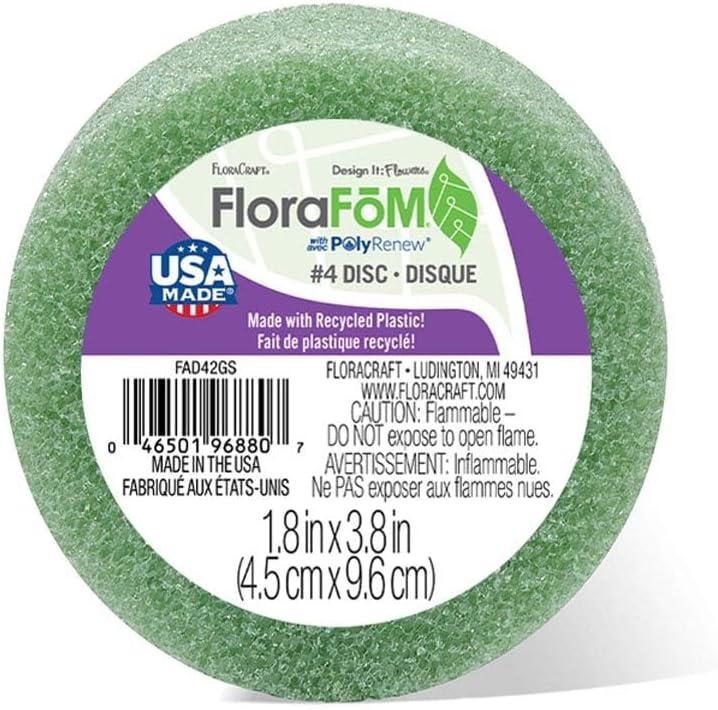 FloraCraft FloraFōM Green Floral Foam Disc - 1.8 Inch x 3.8 Inch - Image 1
