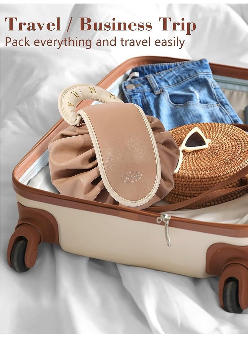 MONOGUE Drawstring cosmetics bag Travel Organization Case Flat Lay Large Cosmetic Bag Suitable For Travel Gift And Daily Use  - Image 3