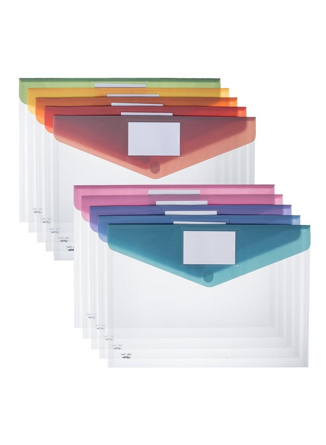 Mr. Pen - Plastic Envelopes, 10 Pack, A4, Letter Size, Colorful Flaps, Plastic File Folder With Label Pocket, Plastic Envelopes With Snap Closure, Plastic File Folders, Plastic Envelopes For Documents - Image 1