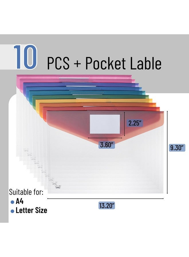 Mr. Pen - Plastic Envelopes, 10 Pack, A4, Letter Size, Colorful Flaps, Plastic File Folder With Label Pocket, Plastic Envelopes With Snap Closure, Plastic File Folders, Plastic Envelopes For Documents - Image 2