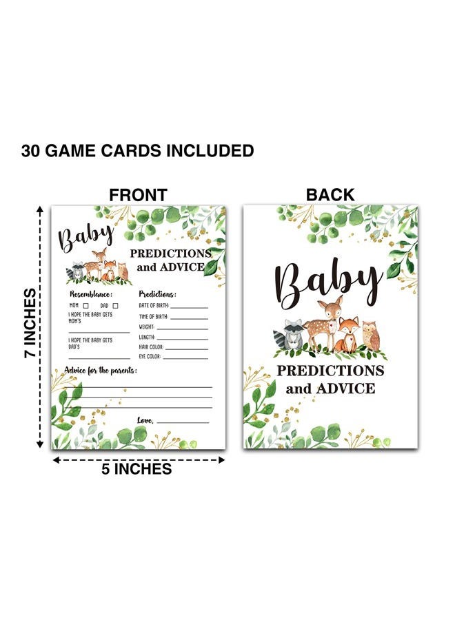 DETIHO Woodland Animal Baby shower Predictions And Advice Cards(5"X7")-Safari Baby shower Double-Sided Game Cards Party Favor-30Pcs-C05 - Image 2