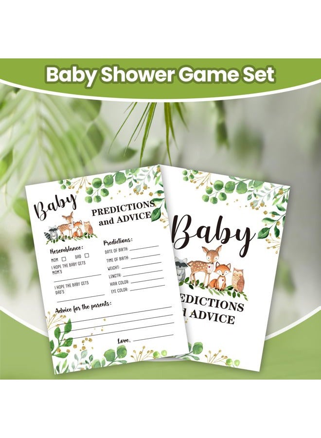 DETIHO Woodland Animal Baby shower Predictions And Advice Cards(5"X7")-Safari Baby shower Double-Sided Game Cards Party Favor-30Pcs-C05 - Image 5