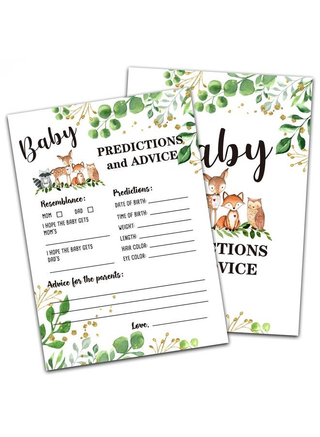 DETIHO Woodland Animal Baby shower Predictions And Advice Cards(5"X7")-Safari Baby shower Double-Sided Game Cards Party Favor-30Pcs-C05 - Image 1