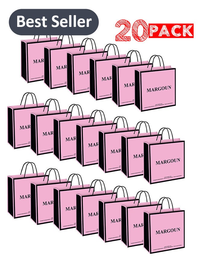 MARGOUN 20 Pack Shopping Bag Gift Bags Kraft Paper Bags 33x17x33 cm Shopping Bag Kraft with Handles Bulk  - Image 1