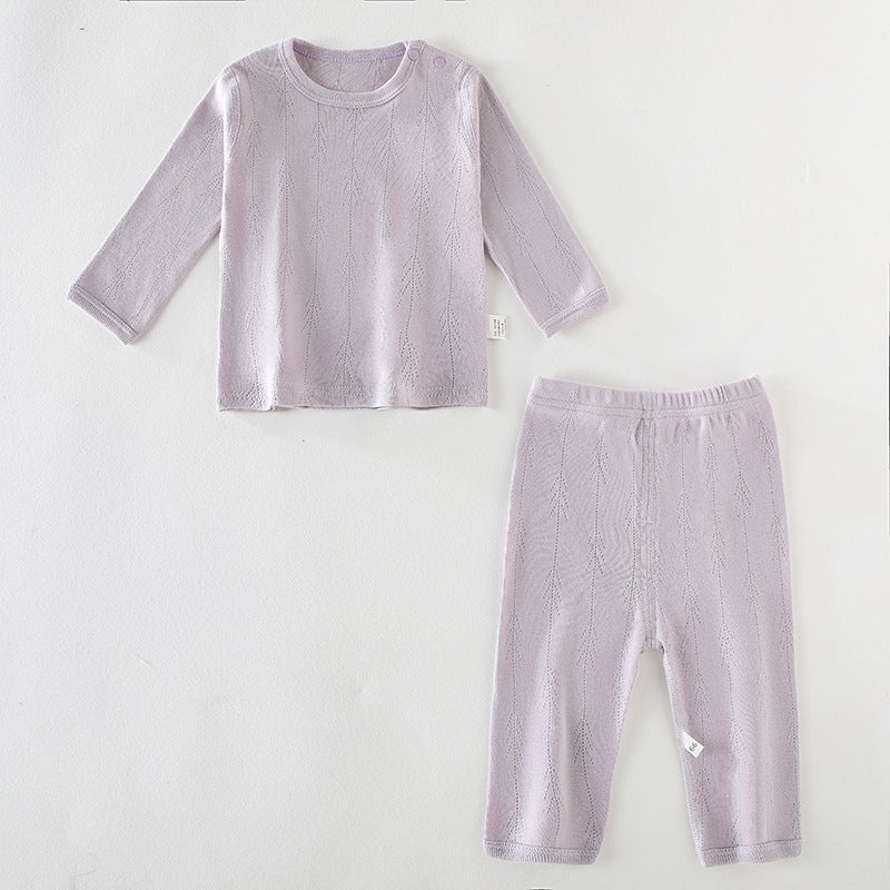 Autumn Clothes and Pants Pure Cotton Category A Baby Underwear for Boys and Girls and Children suit Baby Spring and Autumn Split Clothes Anyang Childrens Clothing 5634 Purple Small Tree (Boneless Pure Cotton Class A)