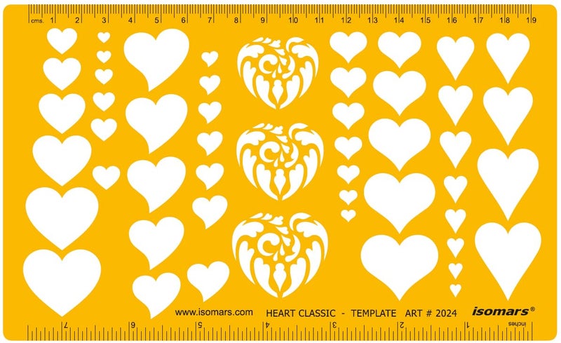Isomars Hearts Shapes Symbols Drawing Drafting Template Stencil - Image 1