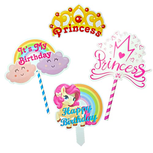 FI - FLICK IN 70 pcs Theme Birthday Party Decorations Princess Figure Cutouts Props Cake Topper 1st Birthday Princess Decoration for Girls (Pack of 70, Multicolor) - Image 4