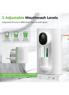 Hihonor Induction Mouthwash,540ml Large Capacity,USB Charging Design,3-Speed Flexible Adjustment,Long Life,Suitable for Wall/Desktop(White)  - Image 4